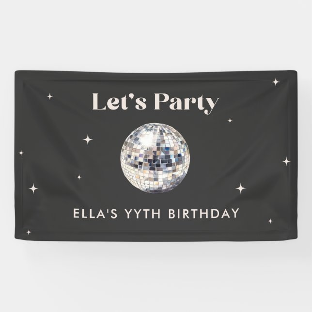 Elegant modern Disco Ball Birthday Banner (Horizontal)