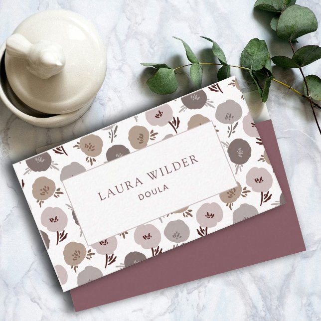 Elegant Modern Doula Floral Pattern  Business Card (Creator Uploaded)