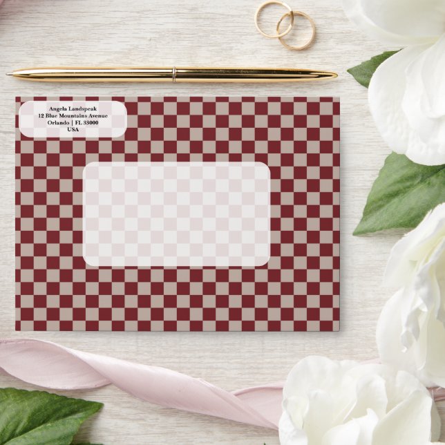 Elegant, Modern Duo Brown Chequered   Envelope (Wedding)