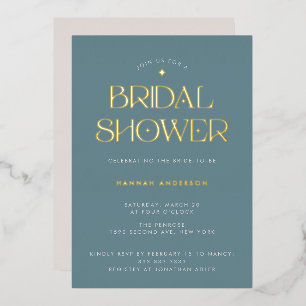 Elegant Modern Dusty Blue Gold Star Bridal Shower
