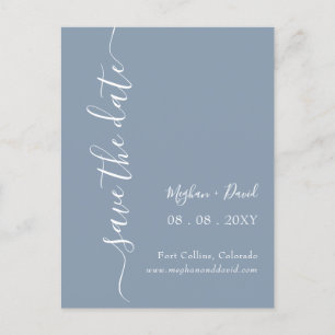 Elegant Modern Dusty Blue Save the Date Announcement Postcard
