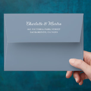 Elegant Modern Dusty Blue Wedding Envelope