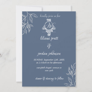elegant Modern  Dusty Blue wedding In Invitation