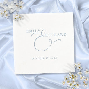 Elegant Modern Dusty Blue Wedding Napkin