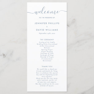 Elegant Modern Dusty Blue Wedding Program Programme