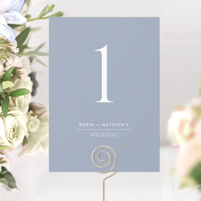 Elegant Modern Dusty Blue Wedding Table Number (Creator Uploaded)