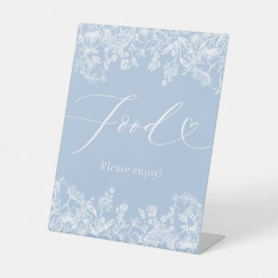 Elegant Modern Dusty Blue Wildfloral Food Sign