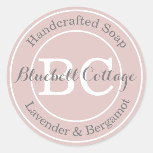 Elegant Modern Dusty Pink Monogram Handmade Soap Classic Round Sticker