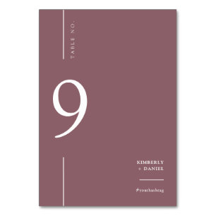 Elegant Modern Dusty Purple Boho Wedding Seating Table Number