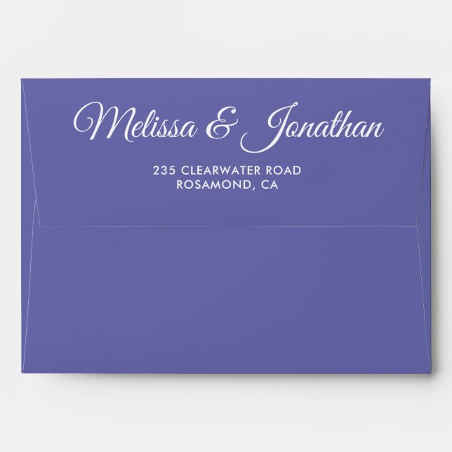 Elegant modern Dusty Purple white script wedding E Envelope (Back (Top Flap))