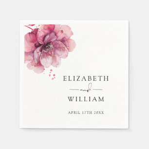 Elegant Modern Dusty Rose Botanical Wedding Napkin