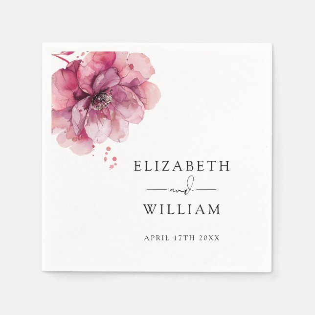 Elegant Modern Dusty Rose Botanical Wedding Napkin (Front)