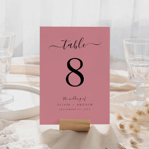 Elegant Modern Dusty Rose Color Wedding Table Number