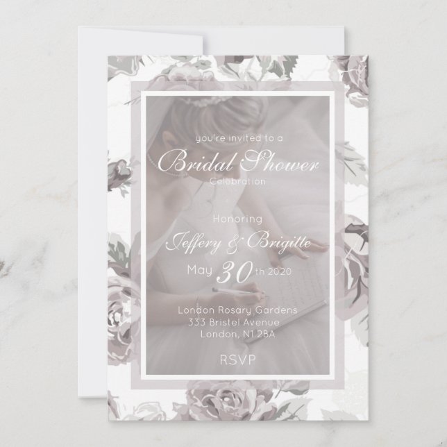 Elegant Modern Dusty Rose Floral bridal shower  Announcement (Front)