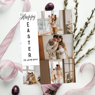 elegant modern Easter, family five photo collage Holiday Card