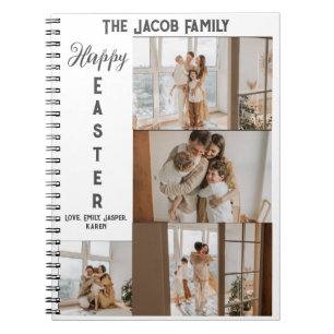 elegant modern Easter, family five photo collage Notebook