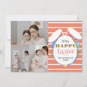 elegant modern Easter family three photo collage Holiday Card
