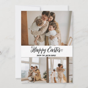 elegant modern Easter, family three photo collage Holiday Card