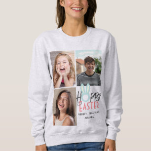 elegant modern Easter, family three photo collage Sweatshirt