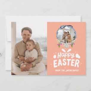 elegant modern Easter family two photo Holiday Card