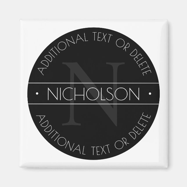 Elegant Modern Editable Monogram Black & White Magnet (Front)