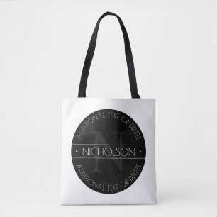 Elegant Modern Editable Monogram Black & White Tote Bag