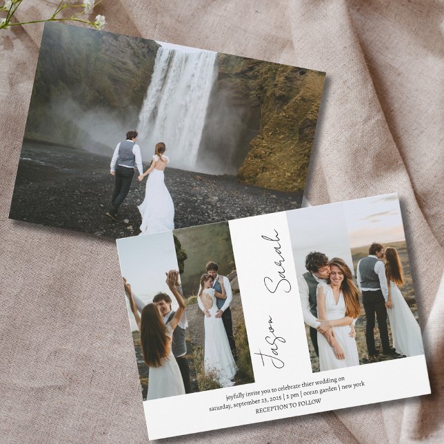 Elegant Modern Elegant 5 Photos wedding  Invitation (Creator Uploaded)