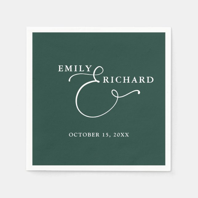 Elegant Modern Emerald Green Wedding Napkin (Front)