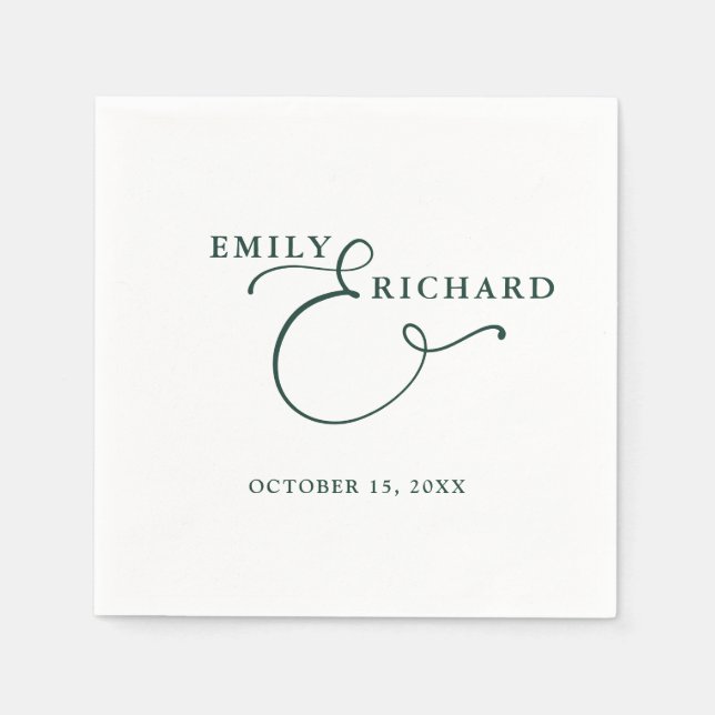 Elegant Modern Emerald Green Wedding Napkin (Front)