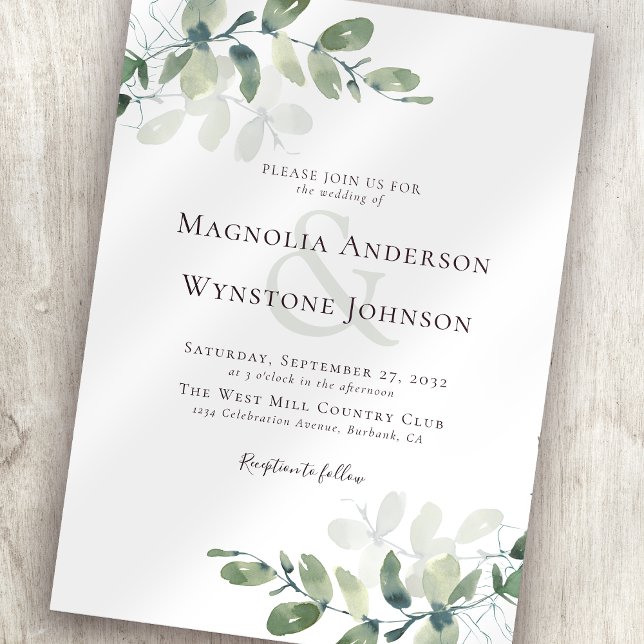 Elegant Modern Eucalyptus Greenery Wedding Invitation (Creator Uploaded)