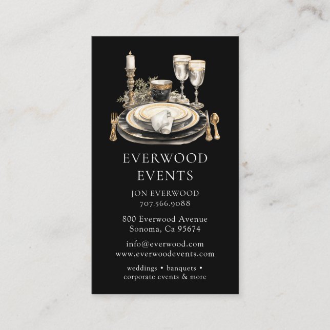 Elegant Modern Event Planning Business Card (Front)