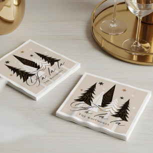 Elegant Modern Fa La La Evergreen Christmas Design Napkin