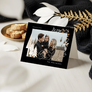 Elegant Modern Fa La La Photo Evergreen Christmas  Holiday Card