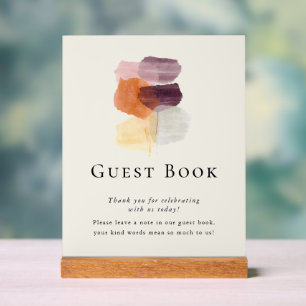 Elegant Modern Fall Leaves Wedding Guest Book Acrylic Sign