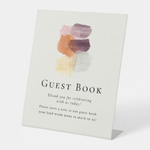 Elegant Modern Fall Leaves Wedding Guest Book Pedestal Sign