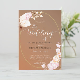 Elegant Modern Fall Sienna Floral Frame Wedding Invitation