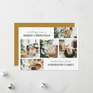 Elegant Modern Family Photo Collage Christmas Holiday Card