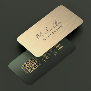 Elegant Modern Faux Gold Green Minimalist Business Card