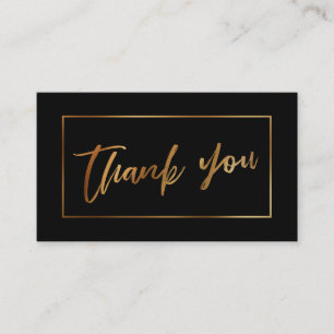 Elegant Modern Faux Gold on Black Thank You Insert