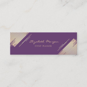 Elegant Modern ,Faux Gold,Stripes,Violet Mini Business Card