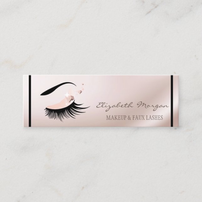 Elegant Modern,Faux Lashes,Makeup Artist Mini Business Card (Front)