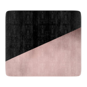 elegant modern faux rose gold black geometric cutting board