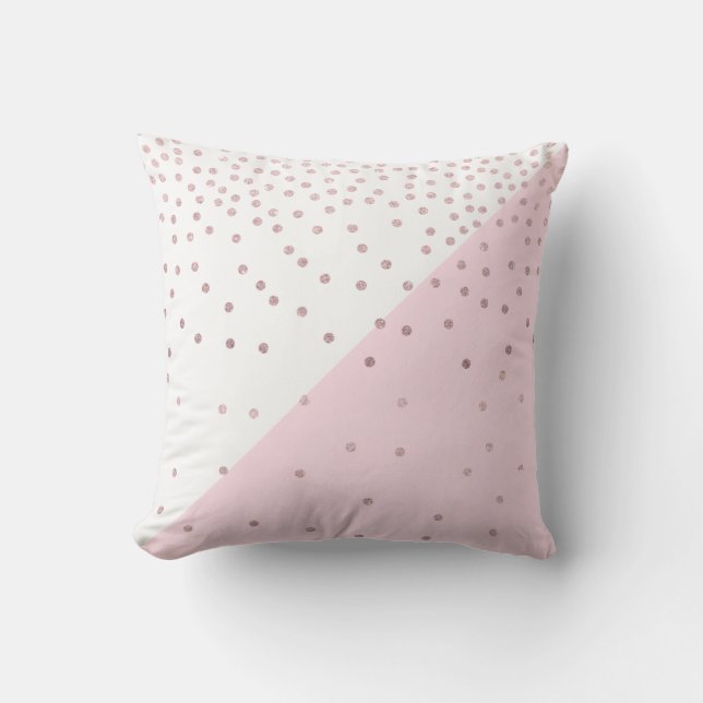 Elegant modern faux rose gold glitter confetti cushion (Front)
