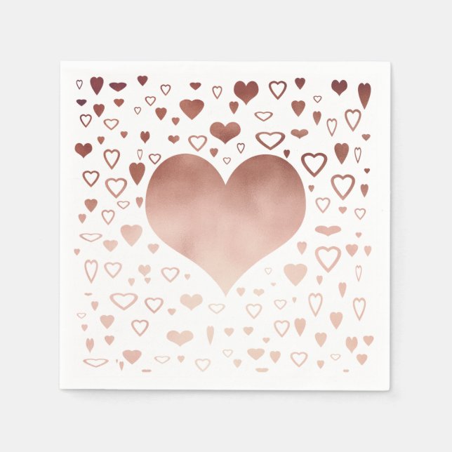 elegant modern faux rose gold hearts pattern napkin (Front)