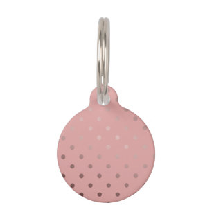 elegant modern faux rose gold polka dots pattern pet tag