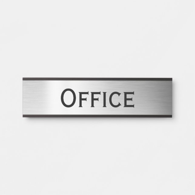 Elegant Modern Faux Silver Custom Office  Door Sign (Front)