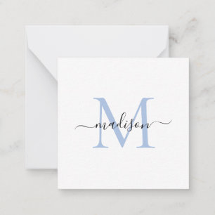 Elegant Modern Feminine Monogram Script Dusty Blue Card