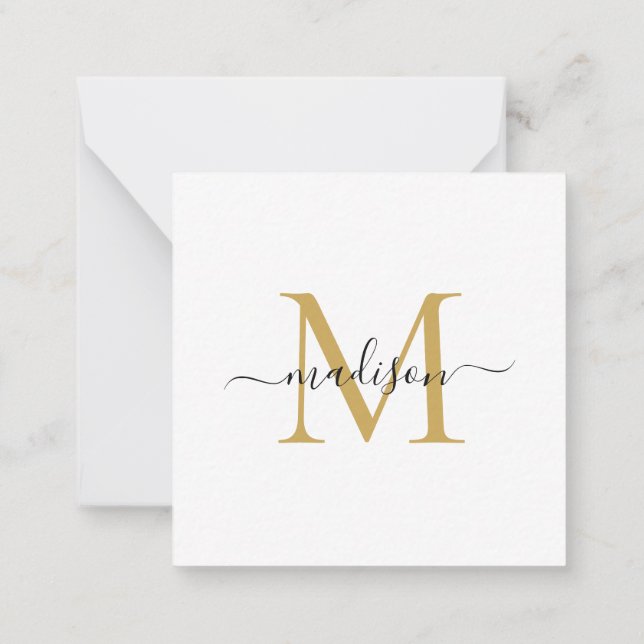 Elegant Modern Feminine Monogram Script Gold Card (Back)