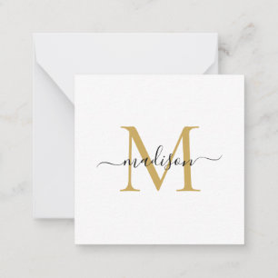 Elegant Modern Feminine Monogram Script Gold Card