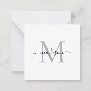 Elegant Modern Feminine Monogram Script Grey Card